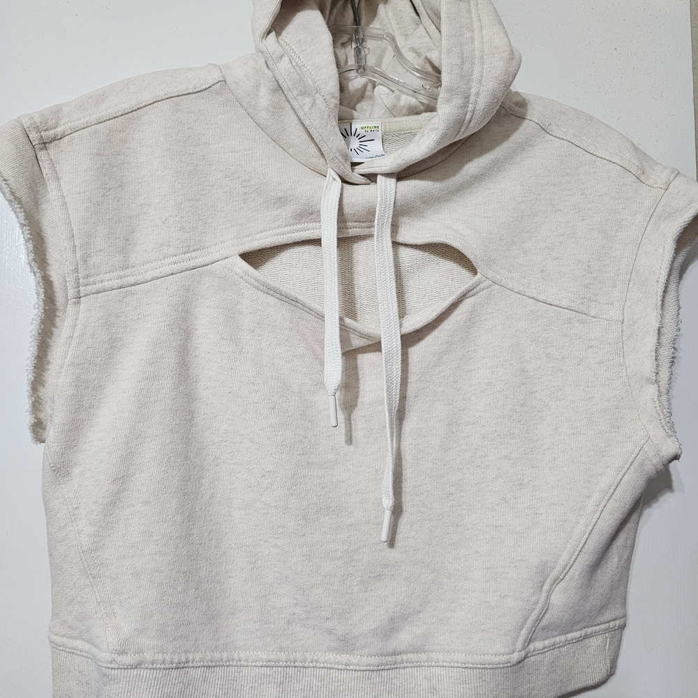 Aerie Cream Sleeveless Hoodie